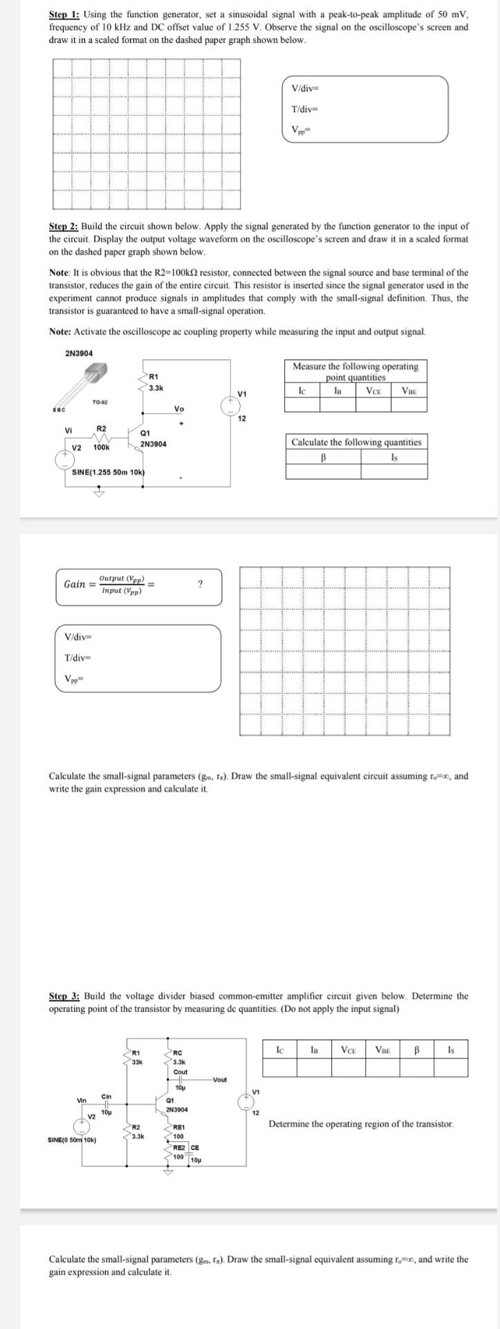 Solved Step 1: Using the function generator, set a | Chegg.com