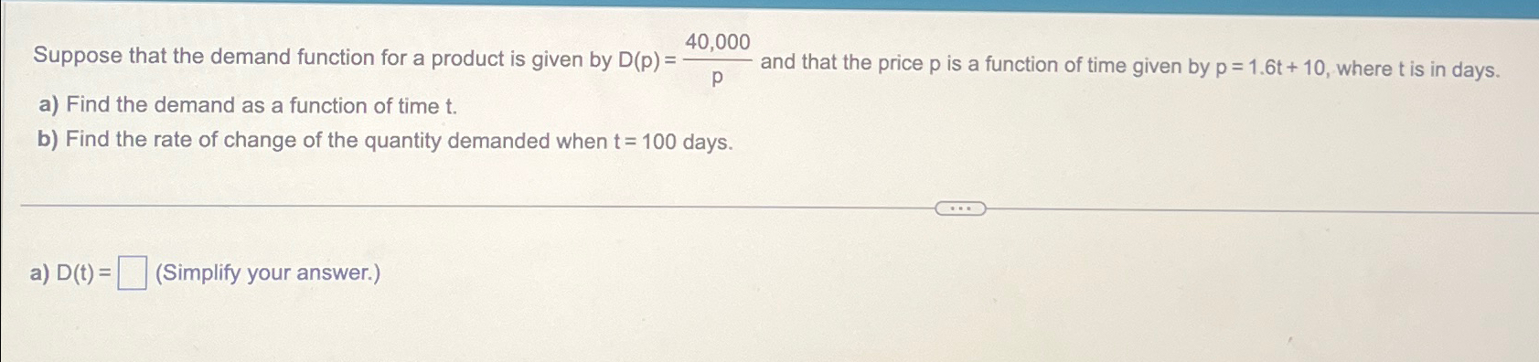Solved Suppose that the demand function for a product is | Chegg.com