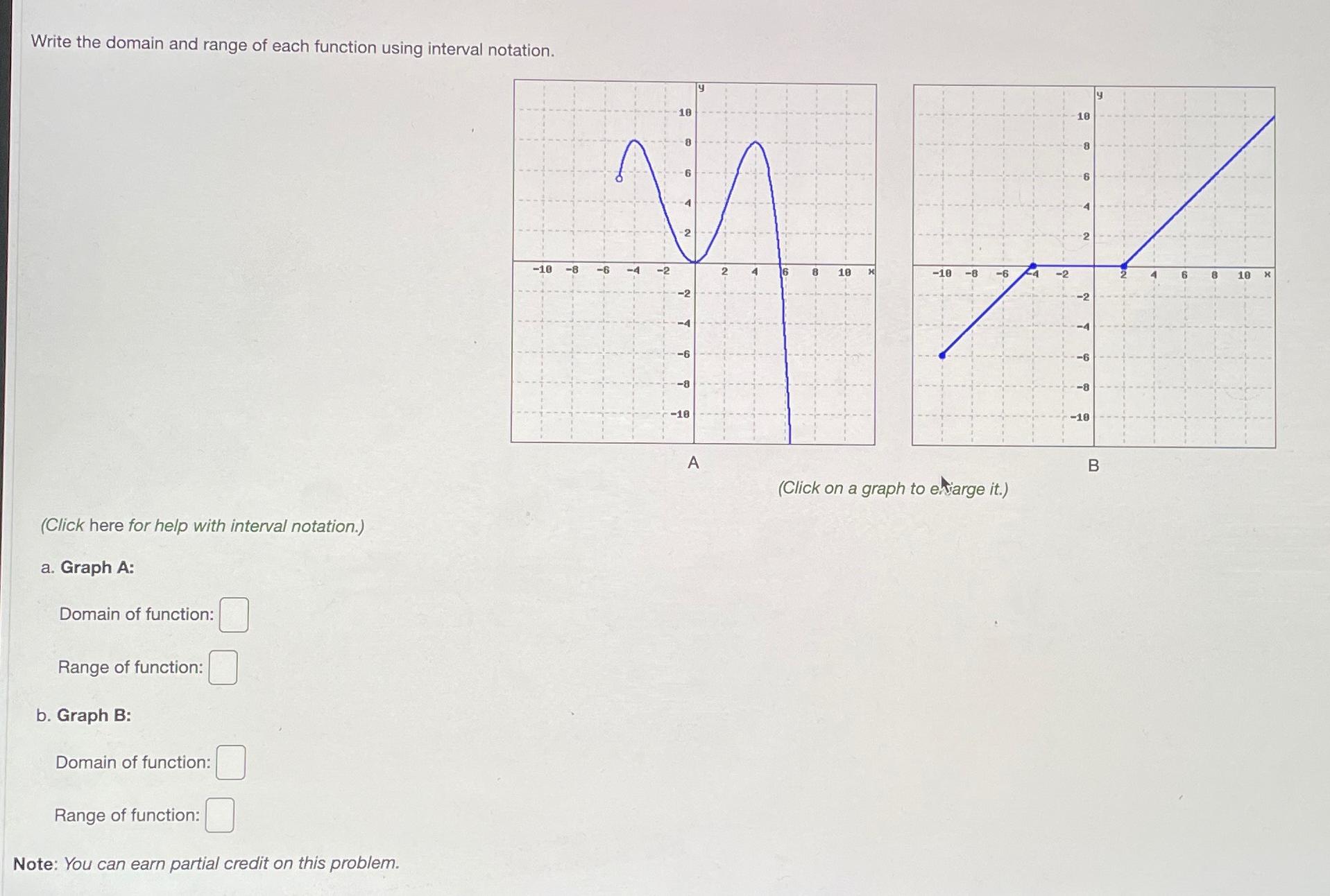 Solved Write the domain and range of each function using | Chegg.com