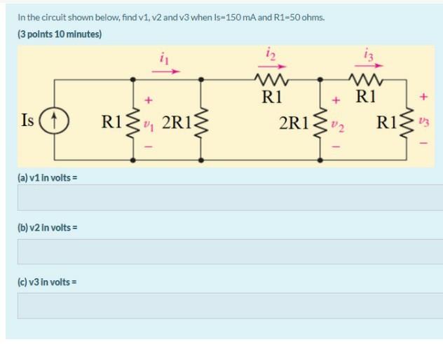 Solved In the circuit shown below, find v1, v2 and v3 when | Chegg.com