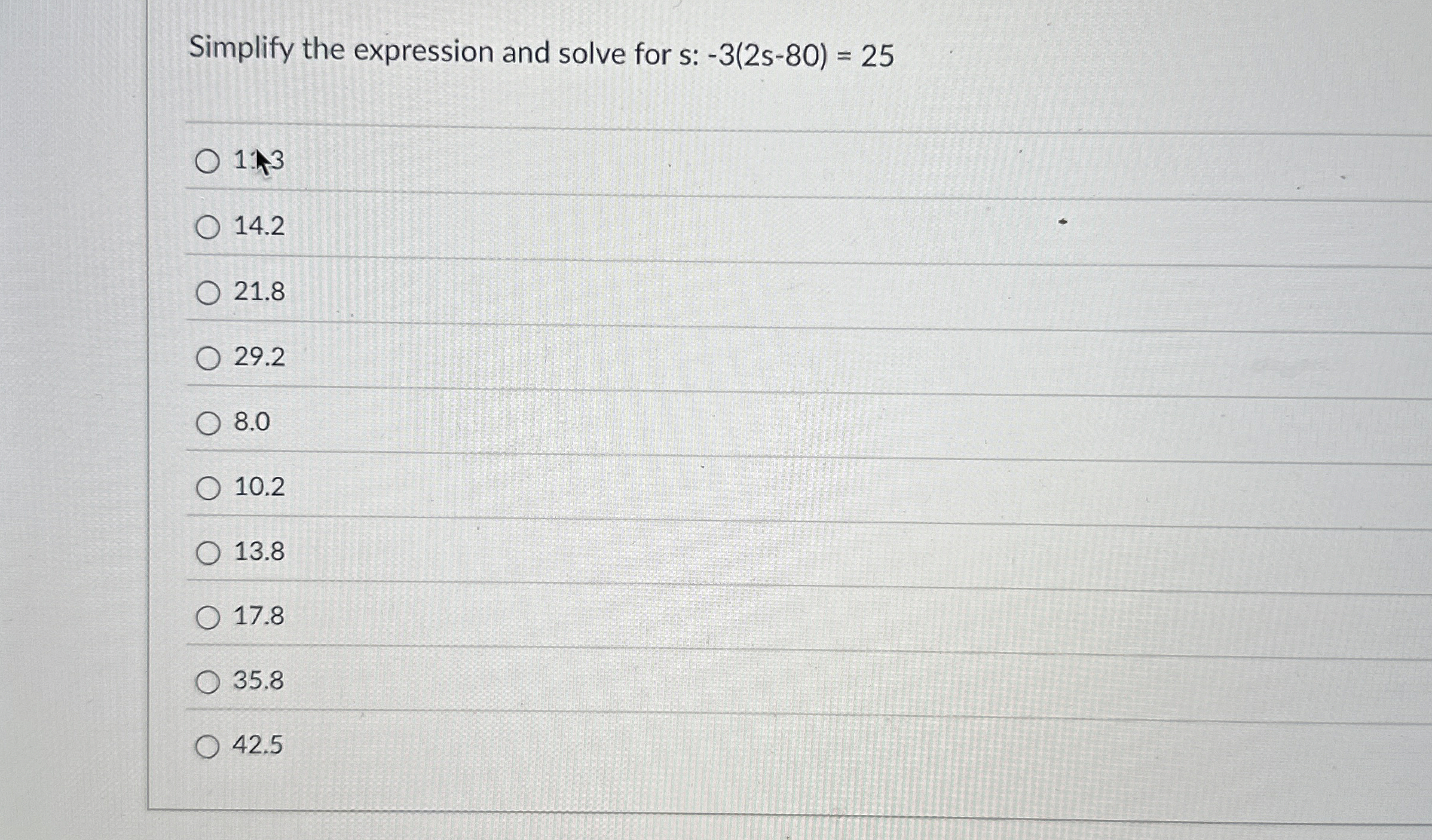 Solved Simplify the expression and solve for s: | Chegg.com
