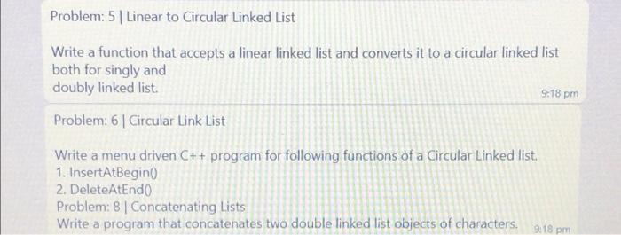 Solved Problem: 5 Linear to Circular Linked List Write a | Chegg.com