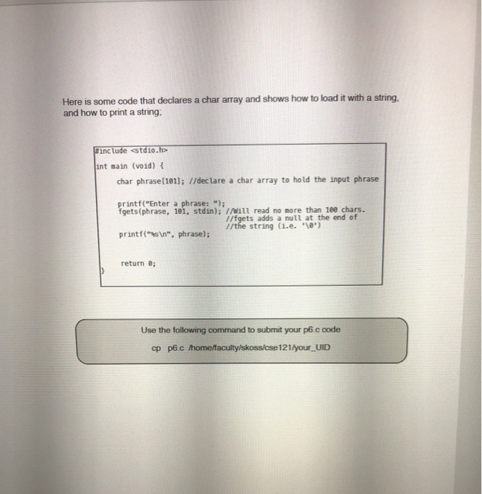 Solved Name your program: p6.c This week we need to create a | Chegg.com