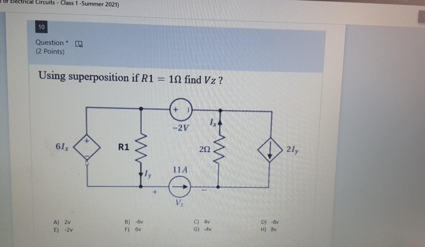 Solved of Electrical Circuits - Class 1 -Summer 2021) 10 | Chegg.com