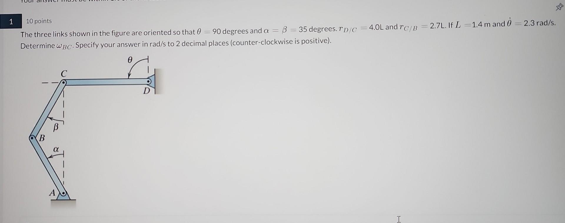 Solved 110 points The three links shown in the figure are | Chegg.com