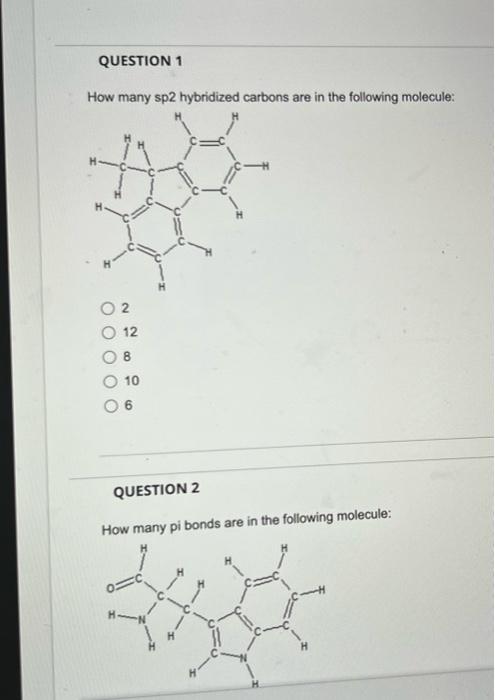 Solved How many sp2 hybridized carbons are in the following | Chegg.com