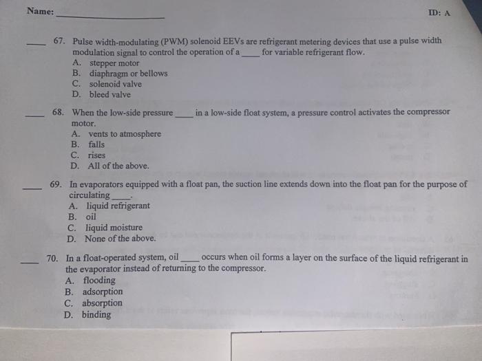 Solved Name ID A 67. Pulse widthmodulating (PWM) solenoid