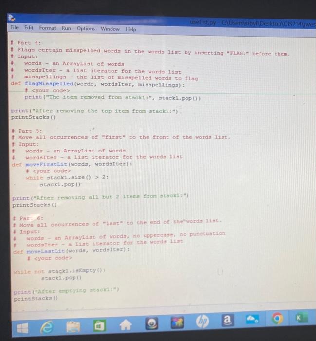Solved this is a python code with parts 1-6 please fill in | Chegg.com