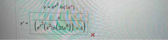 \( y^{\prime}=\frac{x}{\left(e^{\left.x^{2}\left(x^{2} \ln \left(25 x^{8}\right)\right)+4\right)} \ln \left(5 x^{4}\right)\ri