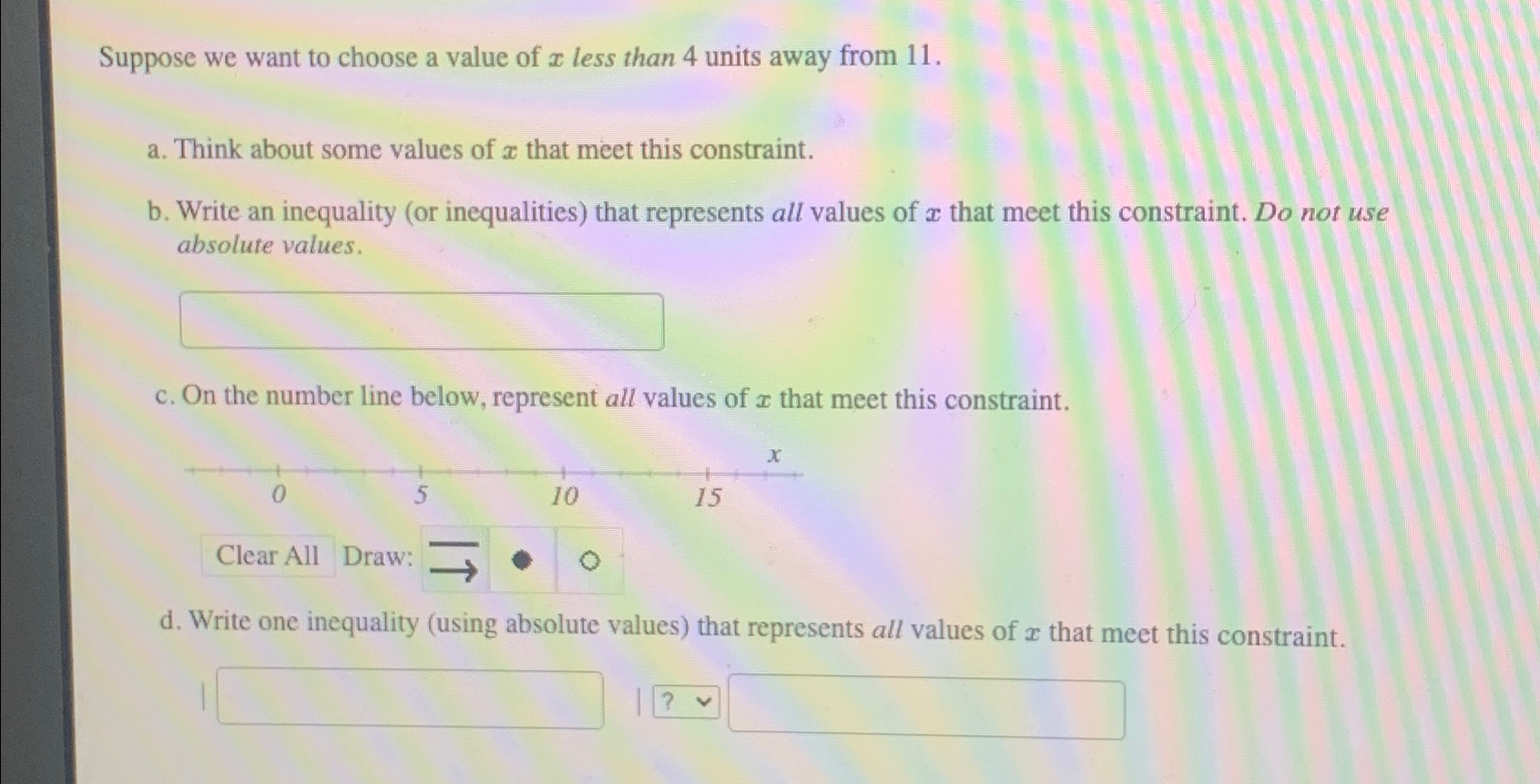 Solved Suppose we want to choose a value of x ﻿less than 4 | Chegg.com