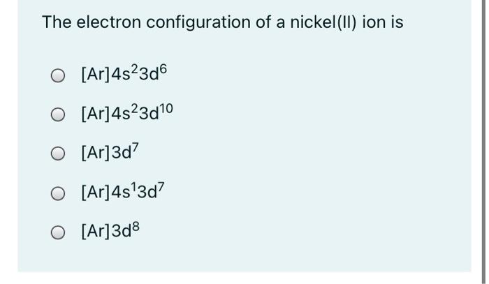 electron configuration of nickel