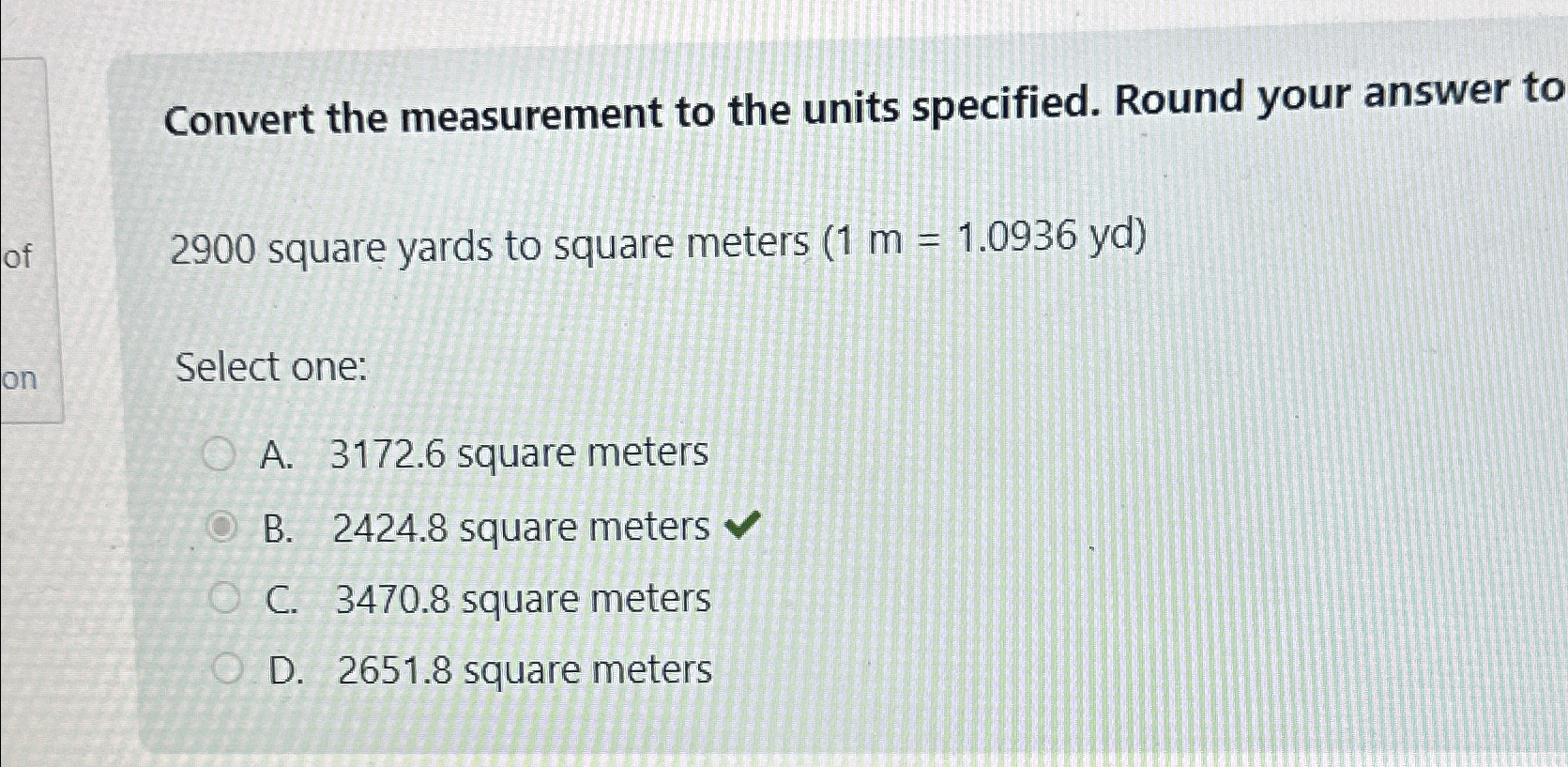 Square yards clearance in meters