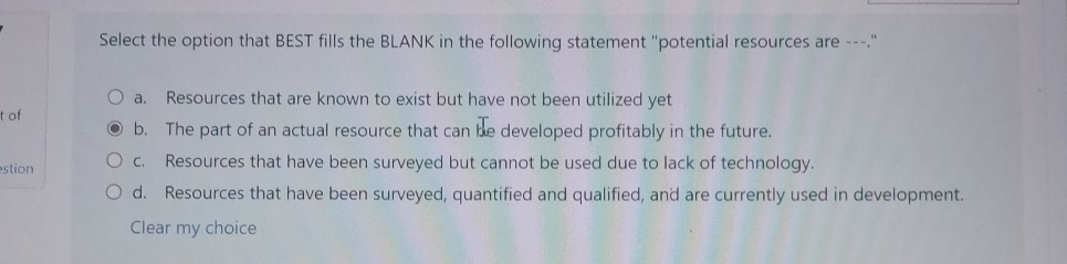 Solved Select the option that BEST fills the BLANK in the | Chegg.com