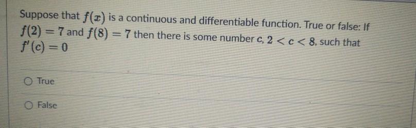 Solved Suppose That F(x) Is A Continuous And Differentiable | Chegg.com