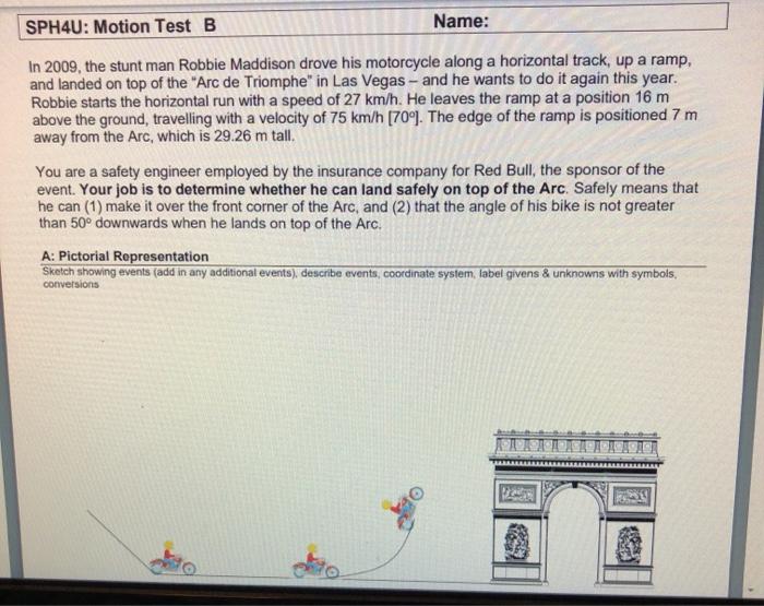 Solved SPH4U Motion Test B Name In 2009 the stunt man Chegg