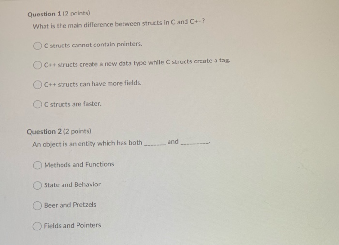 Solved Question 1 (2 points) What is the main difference | Chegg.com