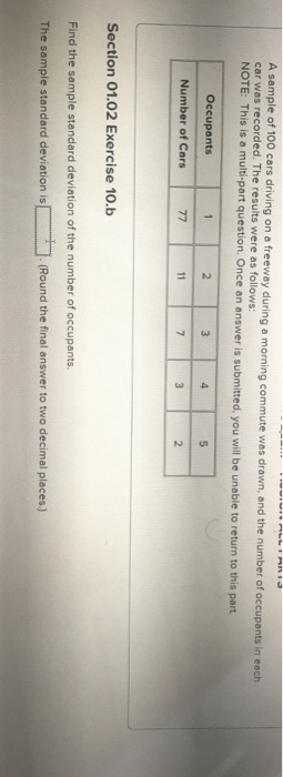 Solved A sample of 100 cars driving on a freeway during a | Chegg.com