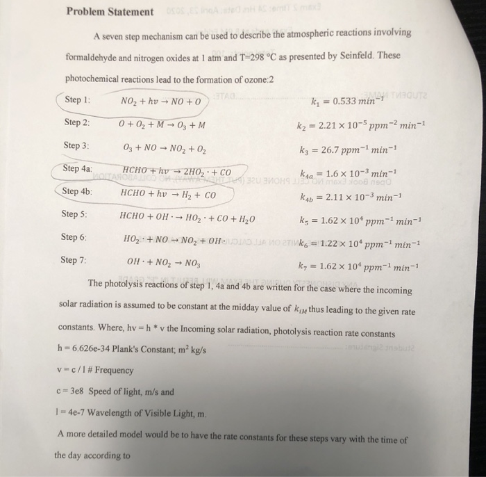 Problem Statement MORAT A seven step mechanism can be | Chegg.com