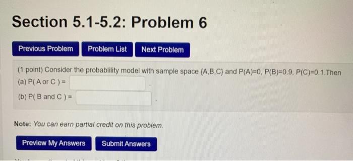 Solved Section 5.1-5.2: Problem 6 Previous Problem Problem | Chegg.com
