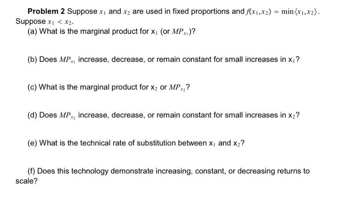 Solved Suppose x₁ and x₂ are used in fixed proportions and | Chegg.com
