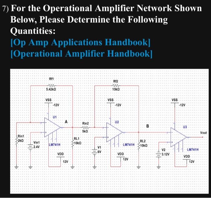 Solved For the Operational Amplifier Network Shown Below,