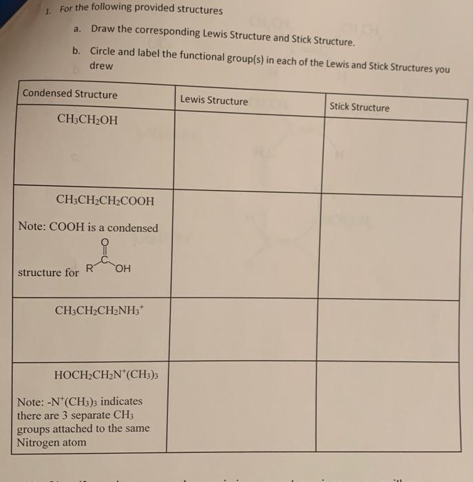 Solved 1. For The Following Provided Structures A. Draw The | Chegg.com