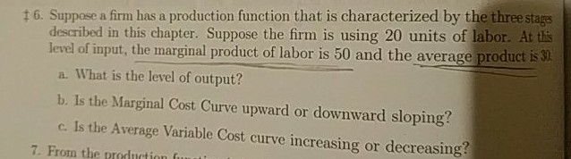 Solved 1 6. Suppose a firm has a production function that is | Chegg.com