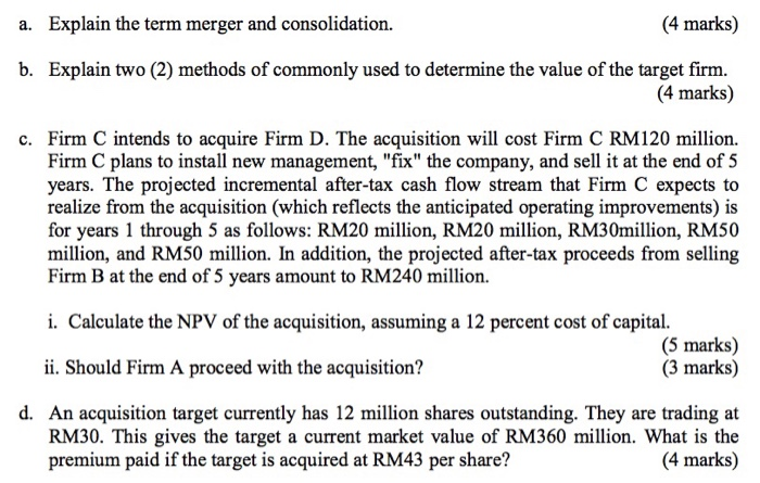 Solved Explain The Term Merger And Consolidation 4 Marks Chegg