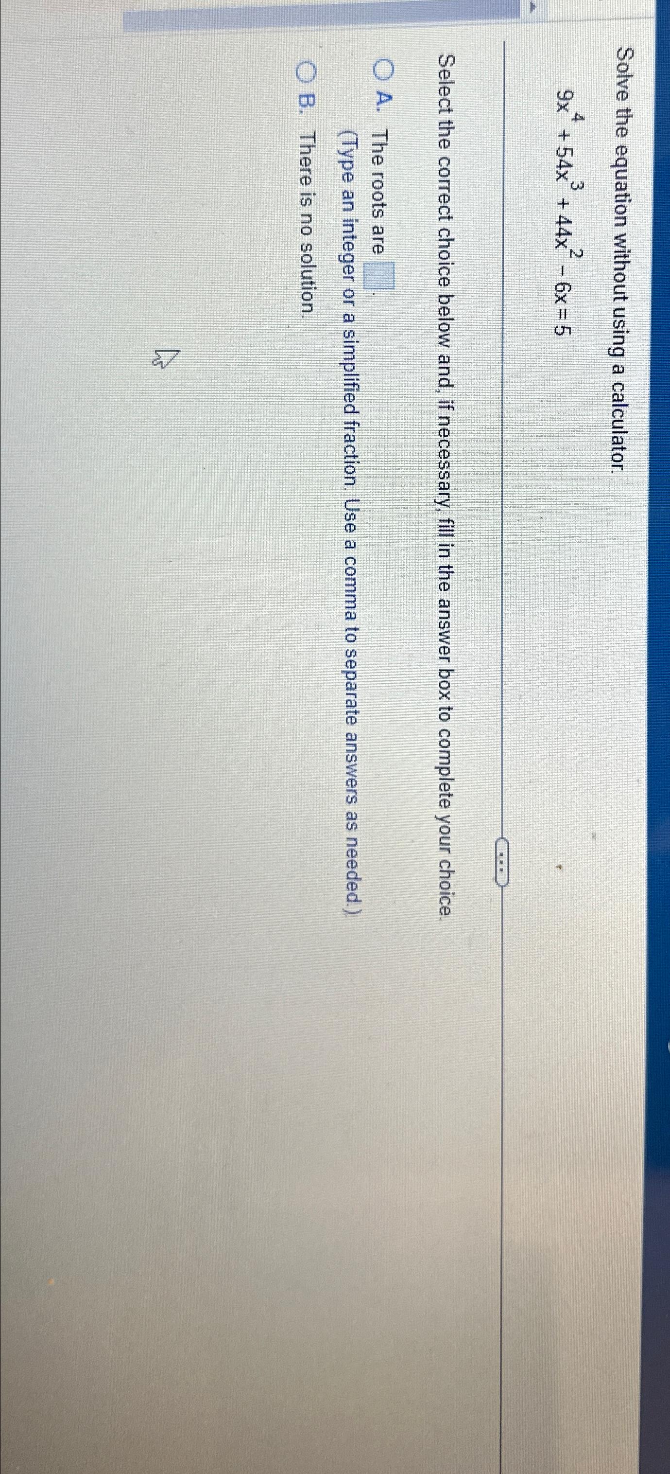 Solved Solve the equation without using a | Chegg.com