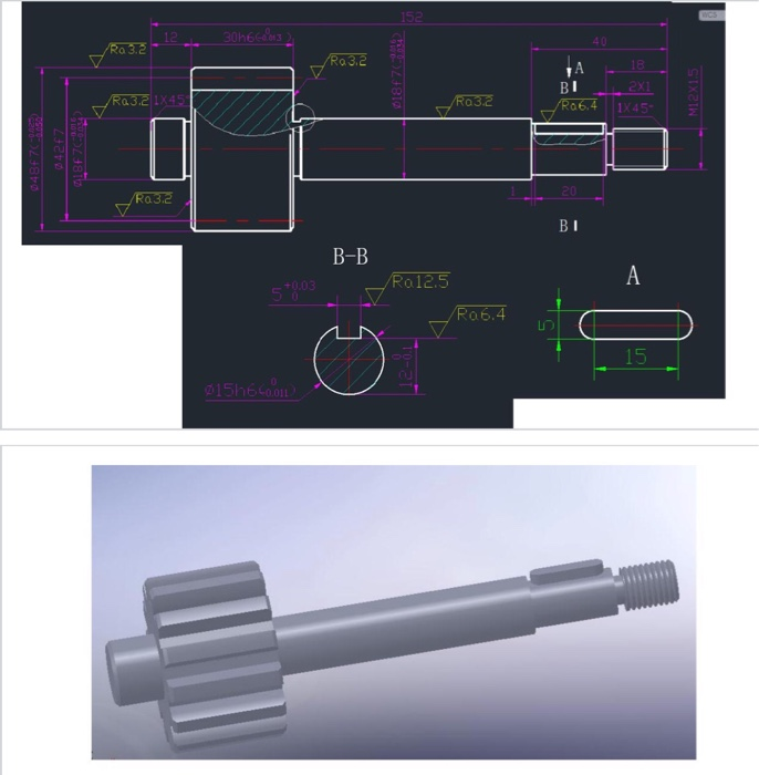 Solved 1Create the driving gear shaft and key based on the