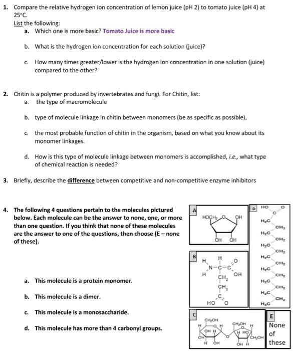 Solved 1. Compare the relative hydrogen ion concentration of | Chegg.com