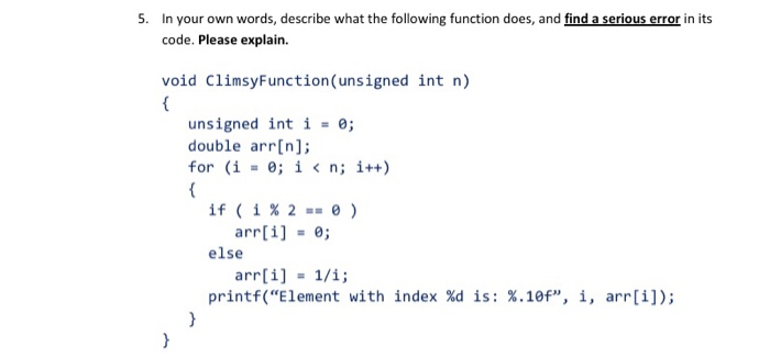 Solved 5. In your own words, describe what the following | Chegg.com