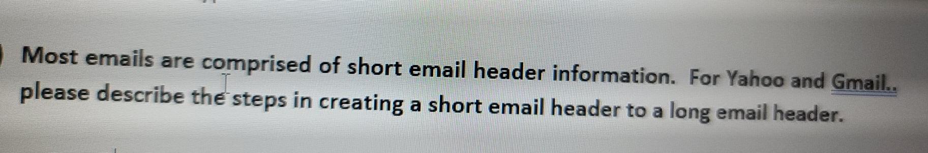 Solved Most emails are comprised of short email header | Chegg.com