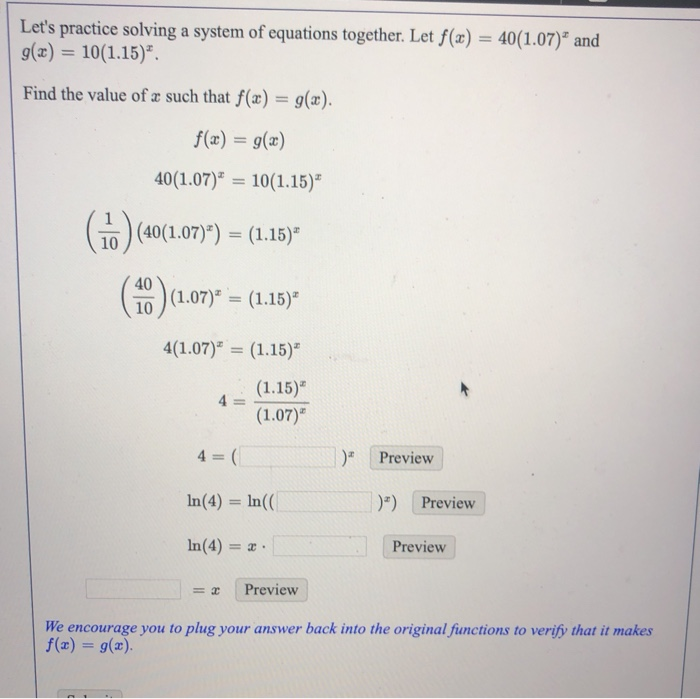 Solved Let's practice solving a system of equations | Chegg.com