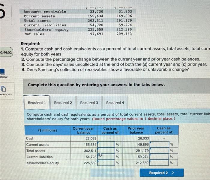 Solved Required 1. Compute cash and cash equivalents as a