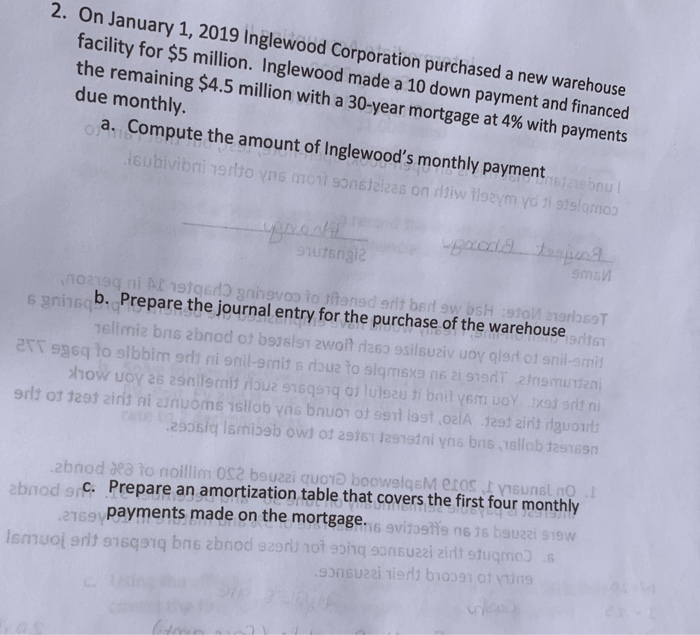 Solved 2 On January 1 19 Inglewood Corporation Purcha Chegg Com