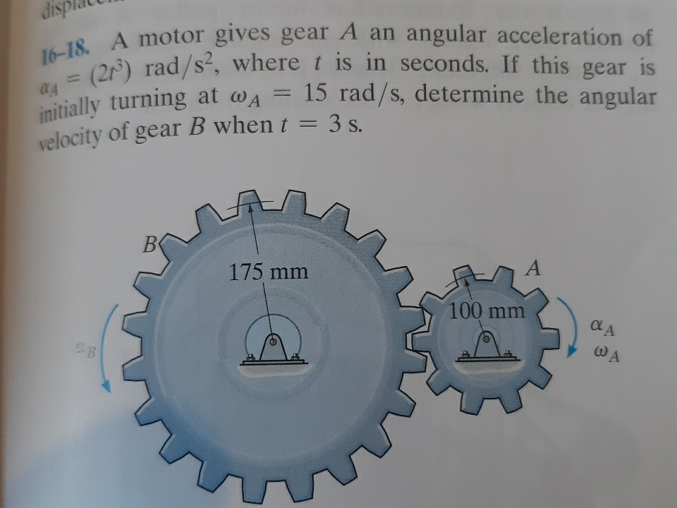 Solved 16-18. A Motor Gives Gear A An Angular Acceleration | Chegg.com