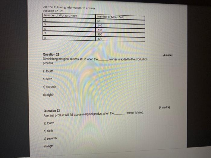 Solved Use the following information to answer question | Chegg.com