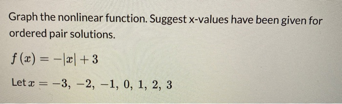 Solved Graph the nonlinear function. Suggest x-values have | Chegg.com