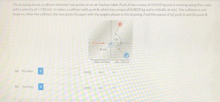 Solved The drawing shows a collision between two pucks on an | Chegg.com