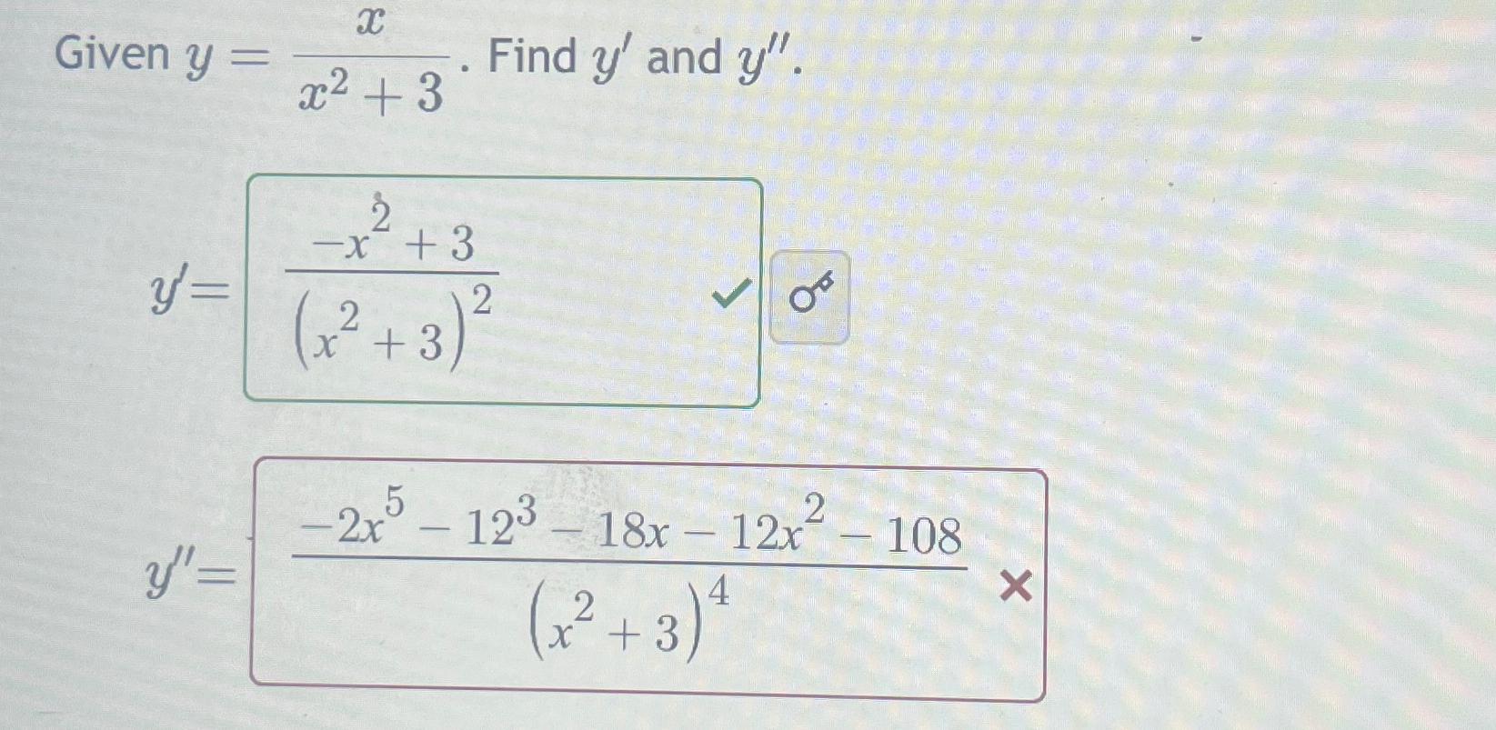 Solved Given Y Xx2 3 ﻿find Y ﻿and Y Y Y