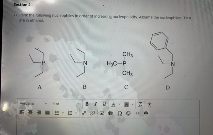 Solved rank the following nucleophiles in order of | Chegg.com