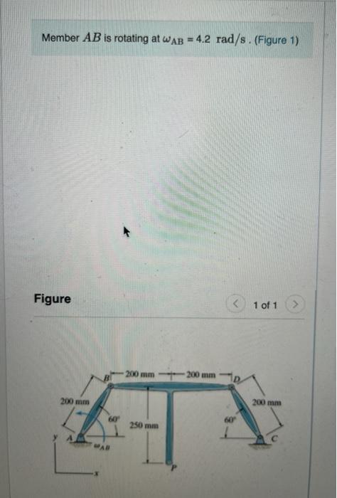 Solved Member AB is rotating at WAB = 4.2 rad/s. (Figure 1) | Chegg.com