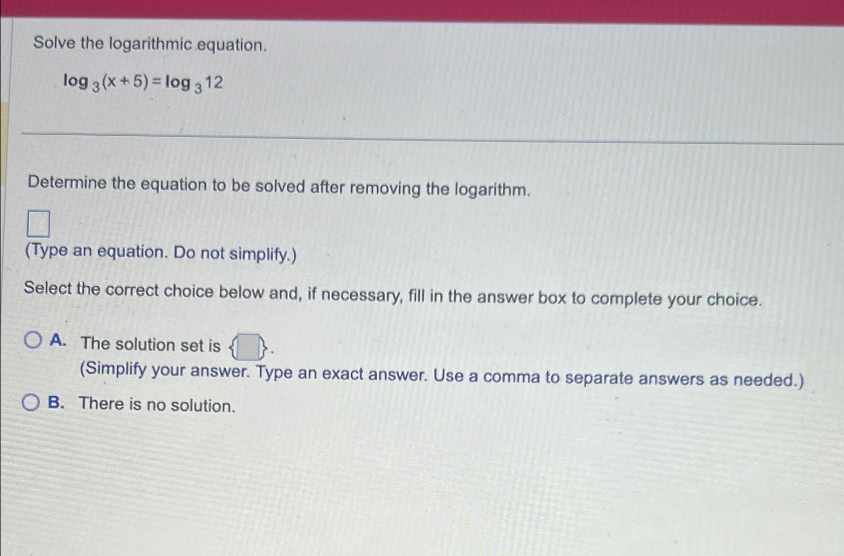 Solved Solve the logarithmic | Chegg.com