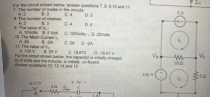 Solved For the circuit shown below, answer questions | Chegg.com