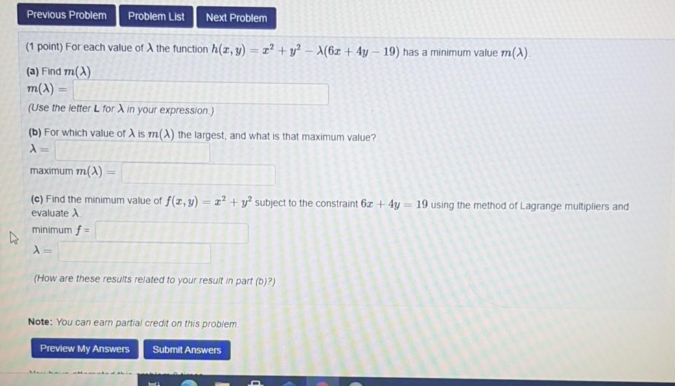Solved Previous Problem Problem List Next Problem (1 point) | Chegg.com
