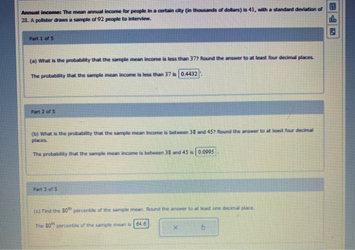 Solved Annual income: The mean annual income for people in a | Chegg.com