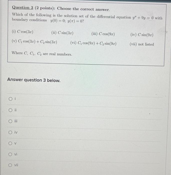 Solved Question 3 (2 points): Choose the correct answer. | Chegg.com
