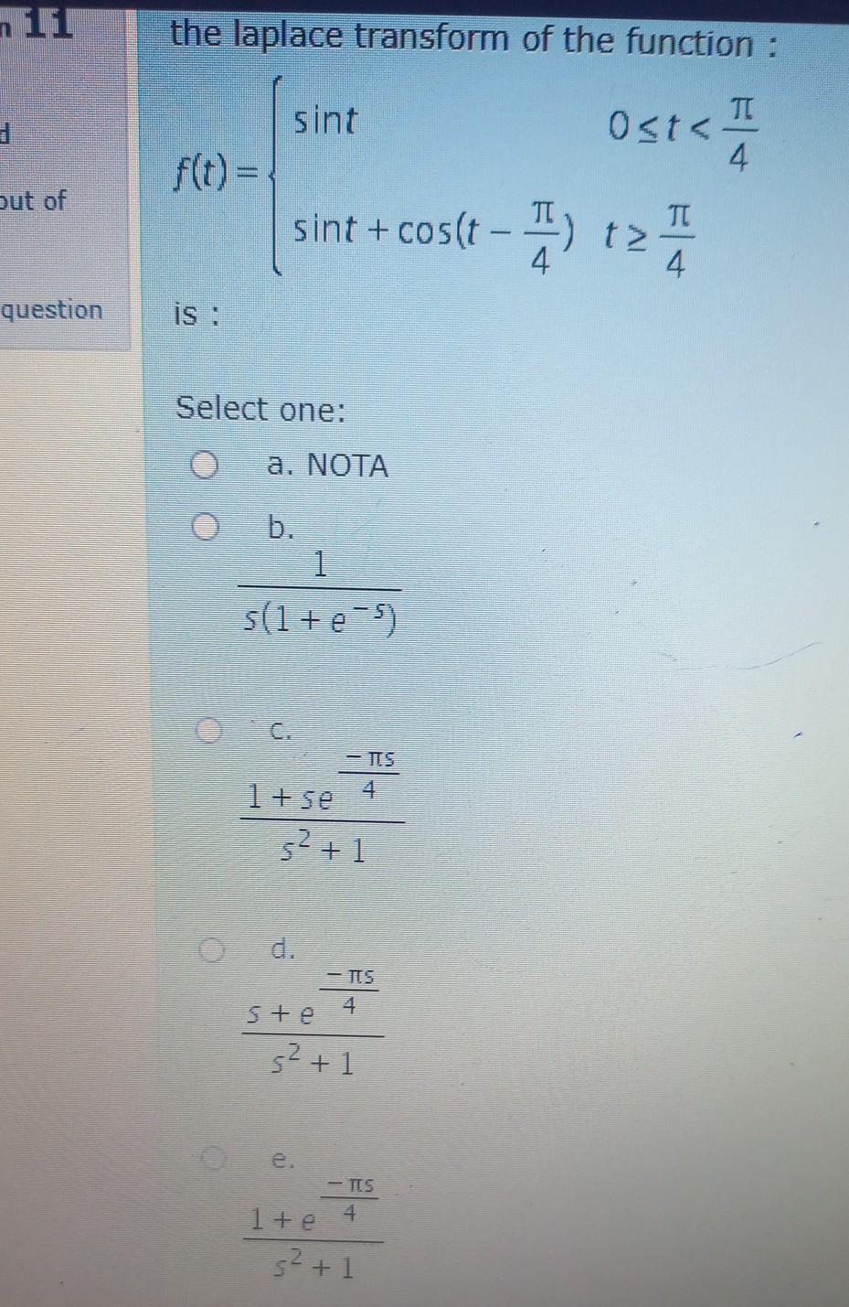 laplace transform of root 1 sint