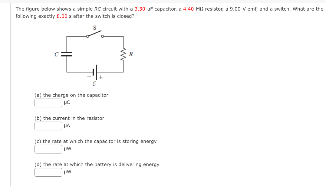 Solved The figure below shows a simple RC ﻿circuit with a | Chegg.com